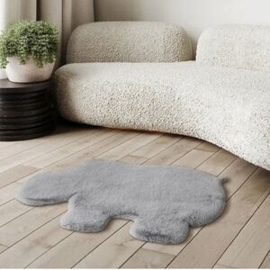 Mon Chateau Faux Fur Shaped Rug, hippo nwt
